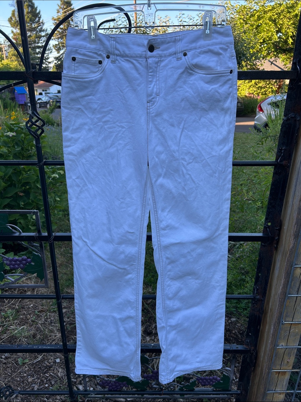 Loft white denim straight leg jeans size 8